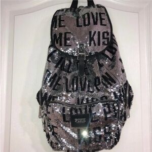 Victoria’s Secret pink- silver and black sequin backpack
